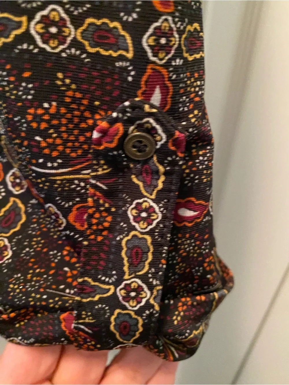 Nygard Autumn/Fall/Earth Tone Colors Mixed Media Geometric Design Blouse 1X